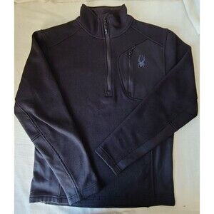 Spyder Mens Medium 1/4 Zip Pullover Sweater Black Performance Fleece Stretch Jac